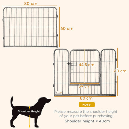 Heavy Duty 16-Panel Dog Playpen with 2 Doors, Portable Puppy Pen 60H cm - Grey