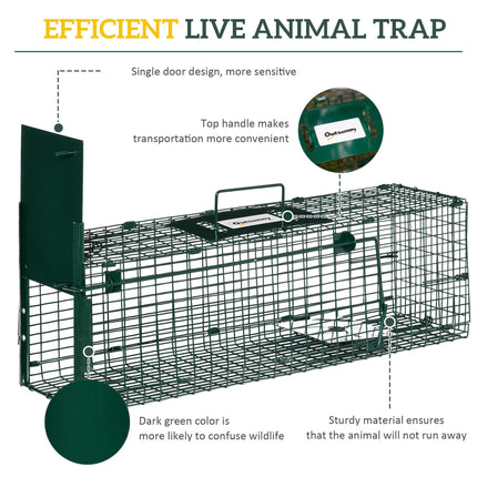 Metal Rat Trap with Single Door, for Small Animals, Dark Green