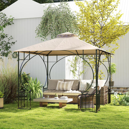 3x3 Metre Replacement Gazebo Canopy Top Double Tier Roof - Beige