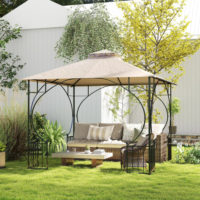3x3 Metre Replacement Gazebo Canopy Top Double Tier Roof - Beige