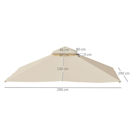 3x3 Metre Replacement Gazebo Canopy Top Double Tier Roof - Beige