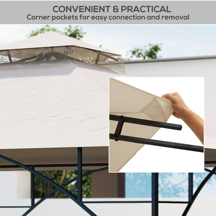 3x3 Metre Replacement Gazebo Canopy Top Double Tier Roof - Beige