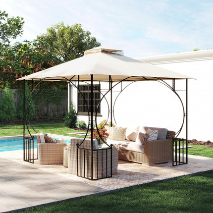 3x3 Metre Replacement Gazebo Canopy Top Double Tier Roof - Beige