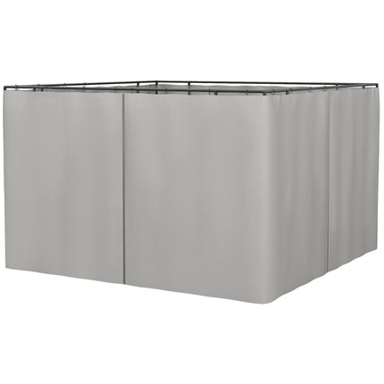 3 x 3m Universal Gazebo Sidewall Set with 4 Panels, Hooks & C-Rings for Pergolas & Cabanas - Light Grey