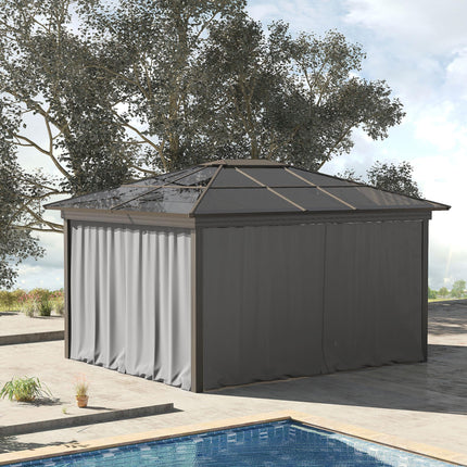3 x 3m Universal Gazebo Sidewall Set with 4 Panels, Hooks & C-Rings for Pergolas & Cabanas - Light Grey
