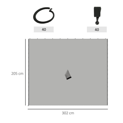 3 x 3m Universal Gazebo Sidewall Set with 4 Panels, Hooks & C-Rings for Pergolas & Cabanas - Light Grey