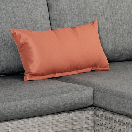 PE Rattan 3-Piece Outdoor Corner Sofa Set with Chaise Lounge & Tempered Glass Table - Grey