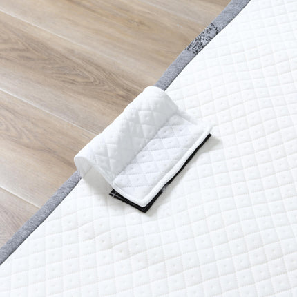 Portable Folding Bed with 10cm Mattress on Wheels - White/Black