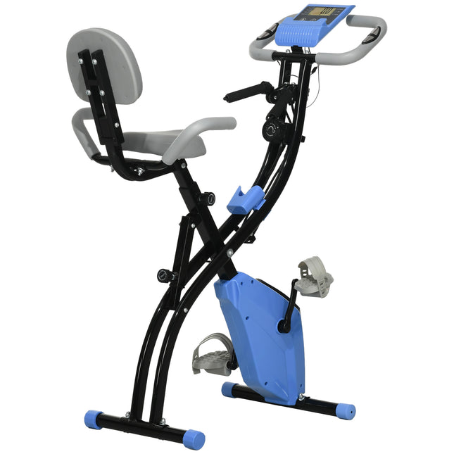 2-in-1 Folding Exercise Bike with 8-Level Magnetic Resistance Arm Resistance Ba 1