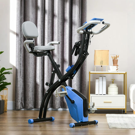 2-in-1 Folding Exercise Bike with 8-Level Magnetic Resistance Arm Resistance Ba 1