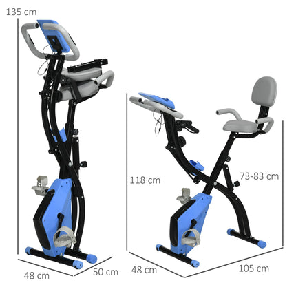 2-in-1 Folding Exercise Bike with 8-Level Magnetic Resistance Arm Resistance Ba 1