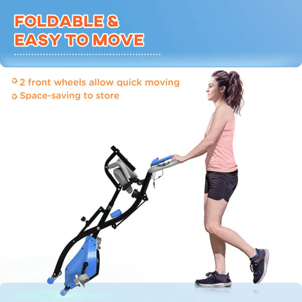 2-in-1 Folding Exercise Bike with 8-Level Magnetic Resistance Arm Resistance Ba 1