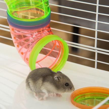Hamster Cage with Exercise Wheel, Water Bottle, Tubes & Ramps - Light Blue