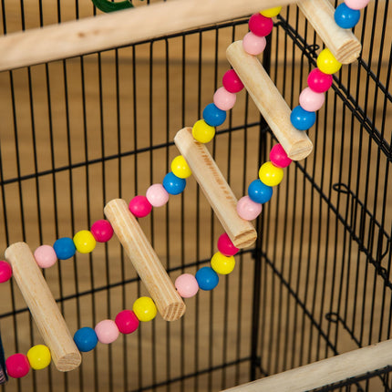 Bird Cage for Budgies Finches Canaries with Accessories and Toys 46x36x100 cm - Black