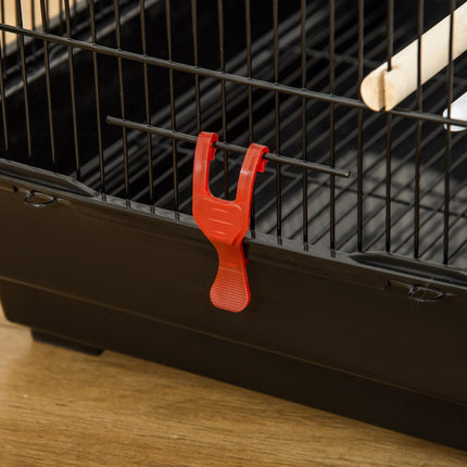 Bird Cage for Budgies Finches Canaries with Accessories and Toys 46x36x100 cm - Black