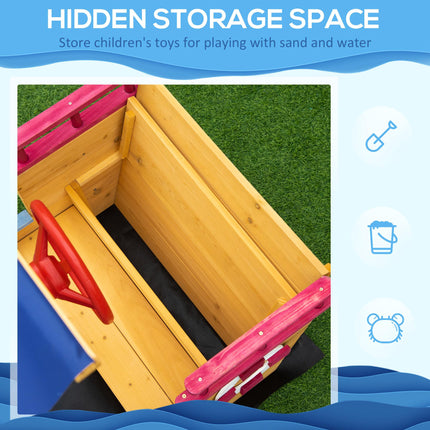 Kids Wooden Sandbox Play Station with Canopy Shade and Storage - Orange