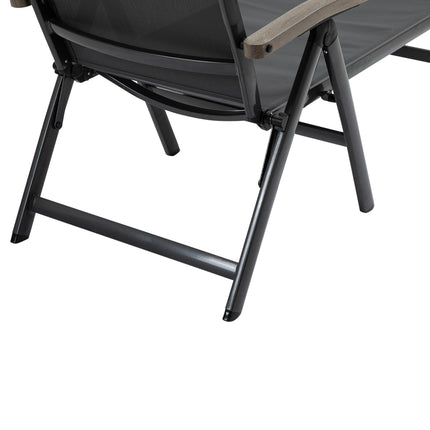 Outdoor Folding Sun Lounger with 5-Position Aluminium Frame - Grey Mesh