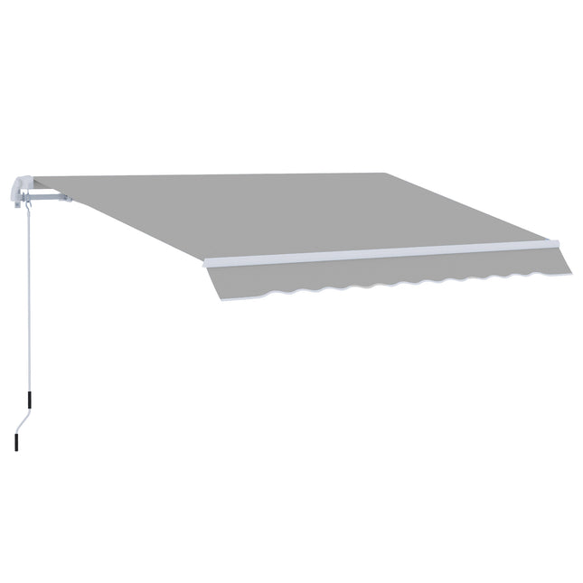 Lightweight Manual Window Awning Canopy 295x200 cm with Aluminium Frame - Light Grey