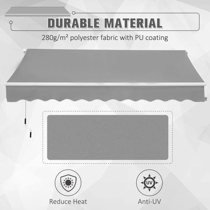 Lightweight Manual Window Awning Canopy 295x200 cm with Aluminium Frame - Light Grey