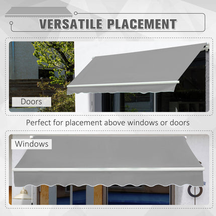 Lightweight Manual Window Awning Canopy 295x200 cm with Aluminium Frame - Light Grey