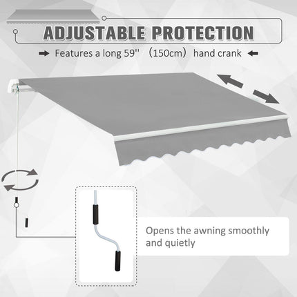 Lightweight Manual Window Awning Canopy 295x200 cm with Aluminium Frame - Light Grey