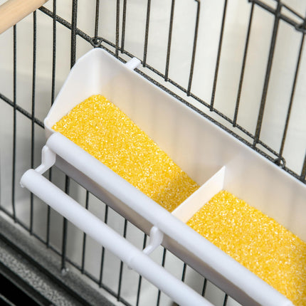 Large Bird Cage for Budgie Finch Canaries Parakeet with Rolling Stand, Tray & Storage Shelf - Dark Grey