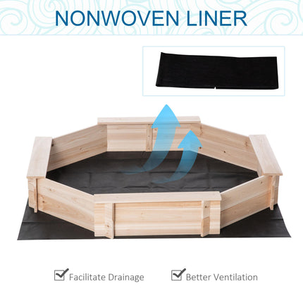 Kids Wooden Octagon Sandbox with Polyester Cover 139.5x139.5x21.5 cm - Natural