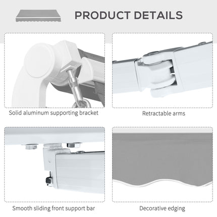 Garden Patio Manual Awning Canopy Sun Shade Shelter Retractable 4 Size 5 Colour