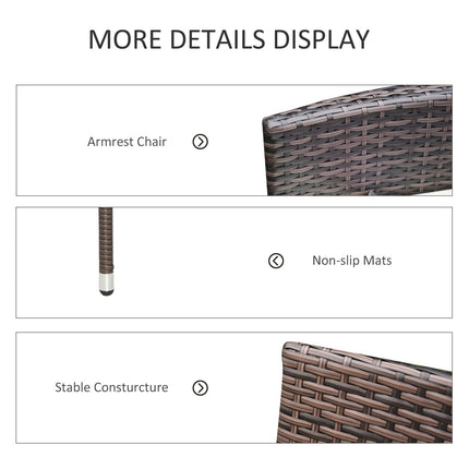 2 Seater Outdoor Rattan Dining Chairs with Cushions - Mixed Brown