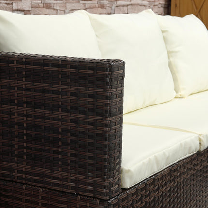 3 Piece Rattan Garden Sofa Set with Storage Coffee Table - Brown