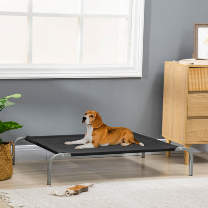 Elevated Cooling Raised Cot-Style Pet Bed for Medium to Large Dogs 110x75x20 cm - Black