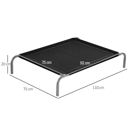 Elevated Cooling Raised Cot-Style Pet Bed for Medium to Large Dogs 110x75x20 cm - Black