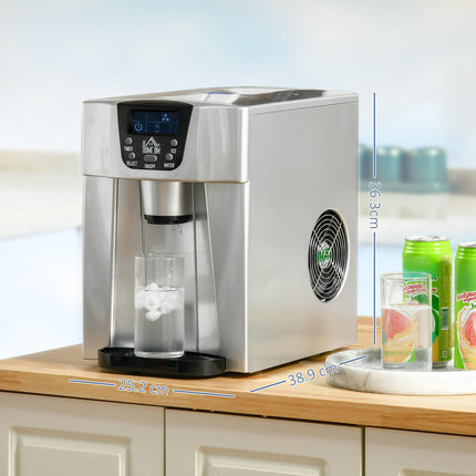Countertop Ice Maker Machine with 3L Water Dispenser Tank - Silver