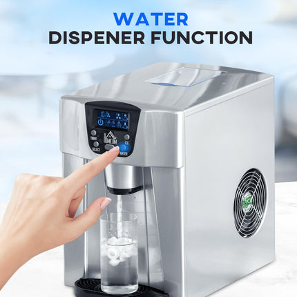 Countertop Ice Maker Machine with 3L Water Dispenser Tank - Silver