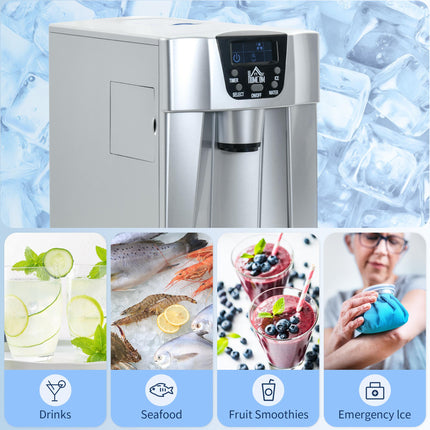 Countertop Ice Maker Machine with 3L Water Dispenser Tank - Silver