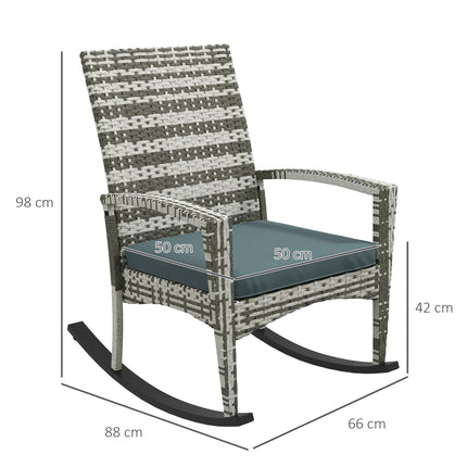 Rattan Outdoor Rocking Chair with Cushion Garden Patio Seater - Light Grey