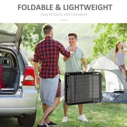 Portable Folding Sun Lounger with 5-Position Adjustable Backrest and Pillow - Mixed Grey