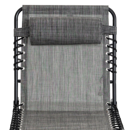 Portable Folding Sun Lounger with 5-Position Adjustable Backrest and Pillow - Mixed Grey
