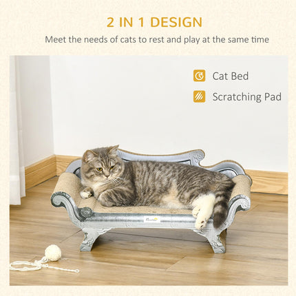 Cat Scratching Board Lounger Bed with Catnip 60x29x26.5cm - White Brown