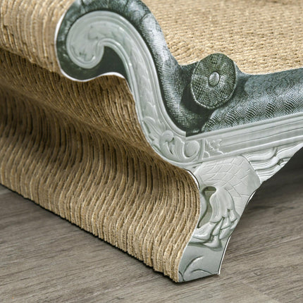 Cat Scratching Board Lounger Bed with Catnip 60x29x26.5cm - White Brown