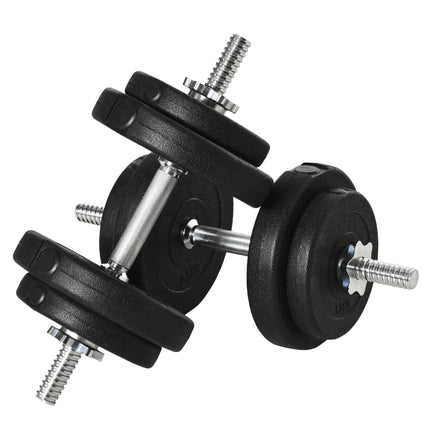 20KG Adjustable Dumbbell Set with Chrome Bars - Black