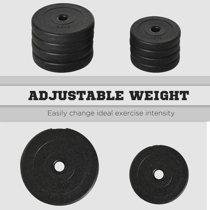 20KG Adjustable Dumbbell Set with Chrome Bars - Black