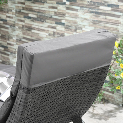 Folding Garden Patio Rattan Wicker Sun Lounger Recliner Bed Chair with Cushion - Grey