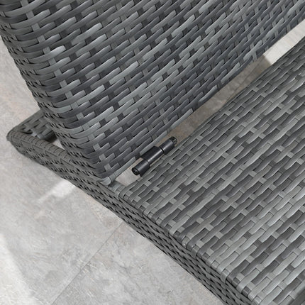 Folding Garden Patio Rattan Wicker Sun Lounger Recliner Bed Chair with Cushion - Grey