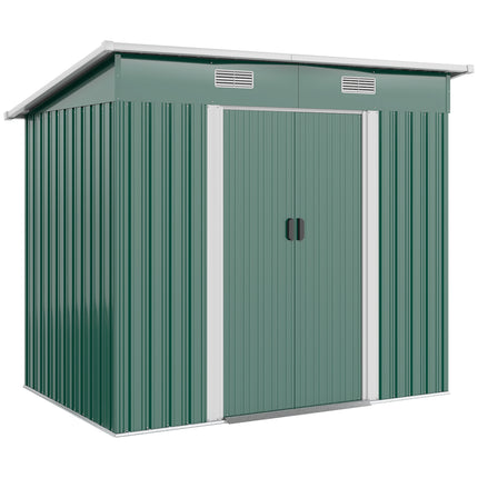 6.8 x 4.3ft Outdoor Garden Storage Shed with Air Vents and Sliding Door - Green