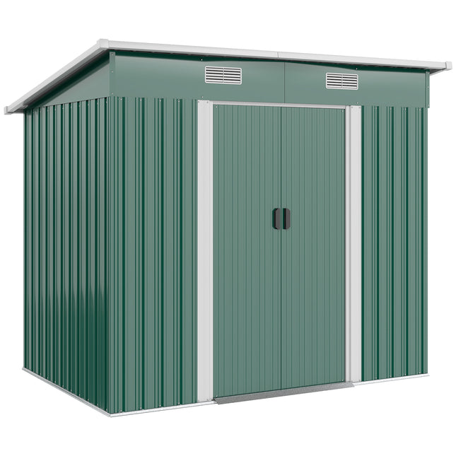 6.8 x 4.3ft Outdoor Garden Storage Shed with Air Vents and Sliding Door - Green