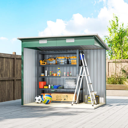6.8 x 4.3ft Outdoor Garden Storage Shed with Air Vents and Sliding Door - Green