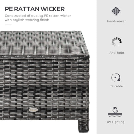 Rattan Footstool with Padded Cushion Outdoor Ottoman - Grey