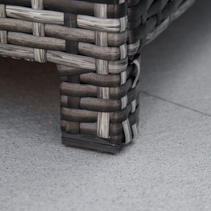 Rattan Footstool with Padded Cushion Outdoor Ottoman - Grey