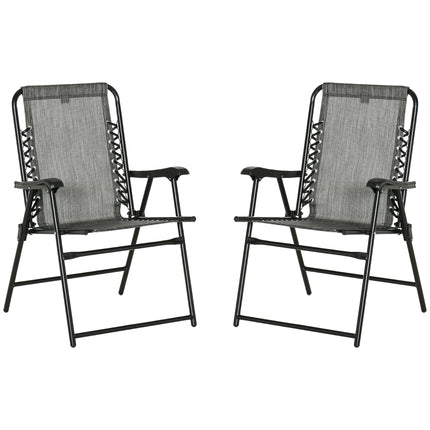 Set of 2 Foldable Portable Ergonomic Outdoor Chairs - Grey
